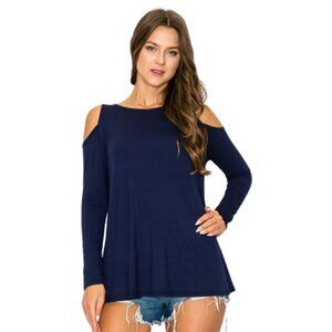 Open Shoulder Loose Fit Top in Navy